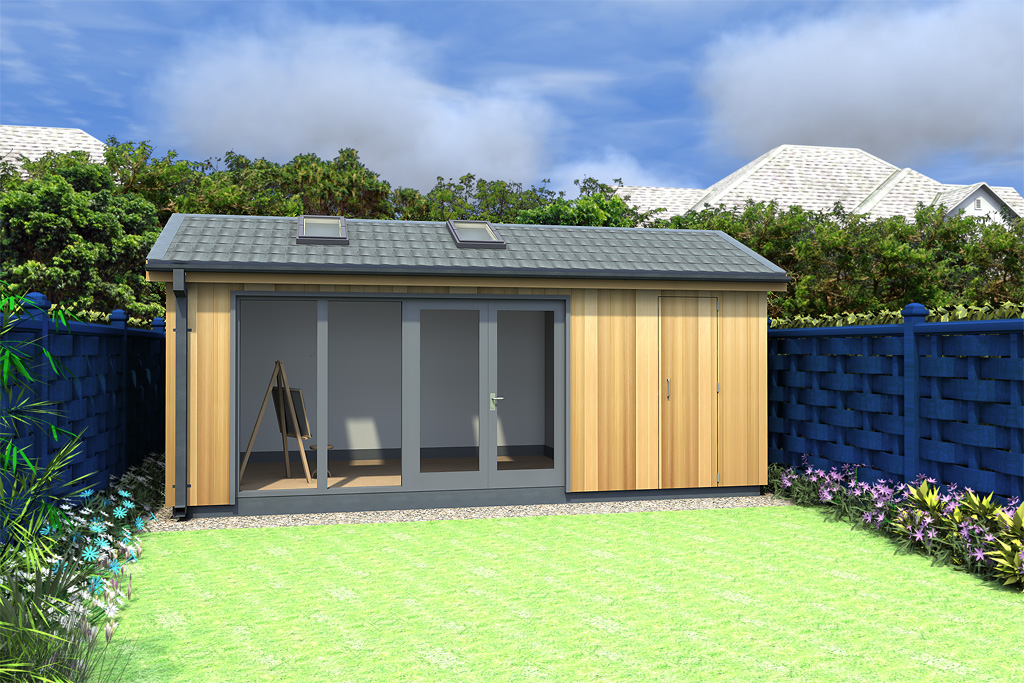  garden, facing the house. Part of garden building also designed to be
